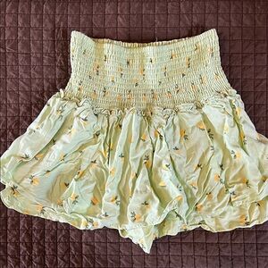 Hollister Light Green Floral Mini Skirt